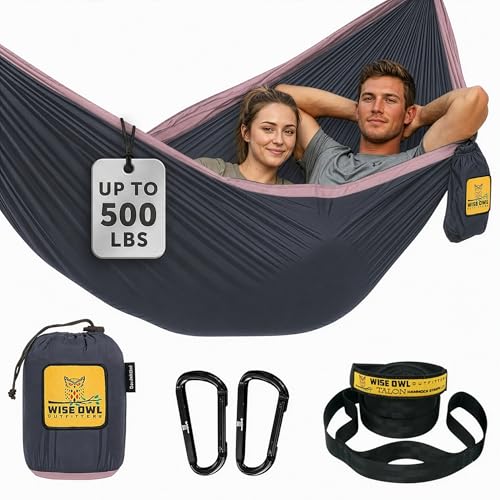 Image of Wise Owl Outfitters Camping Hammock - up to 500lbs Portable Hammock with Tree Straps - Travel, Backpacking, Hiking, Outdoors Camping Gear - Single or Double