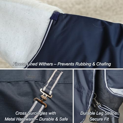 Image of BARN & STABLE 600Denier 3000mm /3000mvp Super Waterproof & Breathable Horse Blankets for Winter with 200g Fill