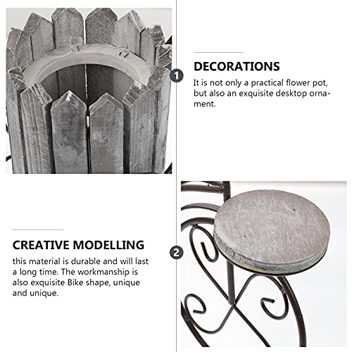 Generic Plant Stand Bicycle Shape Flower Pot Stand Metal Potted Flower Holder Display Rack Plant Shelf With Wooden Planter Pot For Indoor Outdoor #TOP2