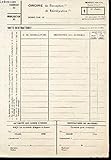  1 FEUILLET (EN DOUBLE EXEMPLAIRE) : ORDRE DE PERCEPTION DE REINTEGRATION - MODELE 652-1/34 - VIERGE.