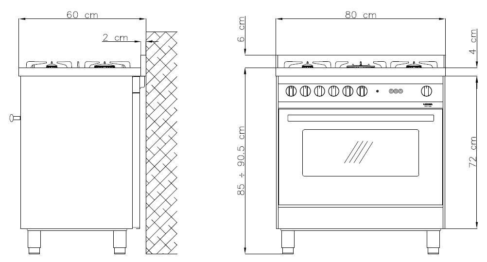 Lofra MG86GV/C Cucina a Gas, Acciaio