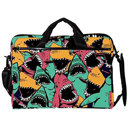 Maletín para laptop de 13 a 15 pulgadas con diseño de tiburones multicolor