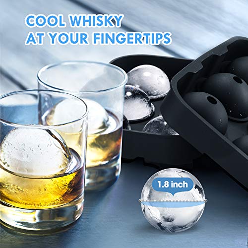 OMORC Ice Cube Trays, Silicone Ice Ball Maker Easy Release Food Grade Flexible Stackable Safe Ice Cube Molds 6 Cavity for Whiskey, Cocktails, Baby Food, Reusable and BPA Free, Pack of 2 - Thumbnail 2
