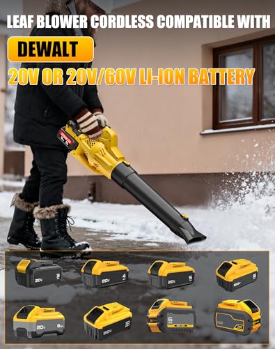 Image of Leaf Blower Cordless Compatible with DeWalt 20V Max Battery, 6 Speed Modes | 500CFM Electric Leaf Blower with 2 Batteries and Charger, Battery Powered Blowers for Lawn Care, Snow, Dust, Blowing Leaves
