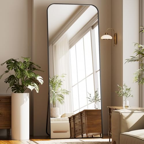 Koonmi Top Gebogene Ecken Standspiegel 76x171 cm, Ganzkörperspiegel bruchsicher Boden Körper...