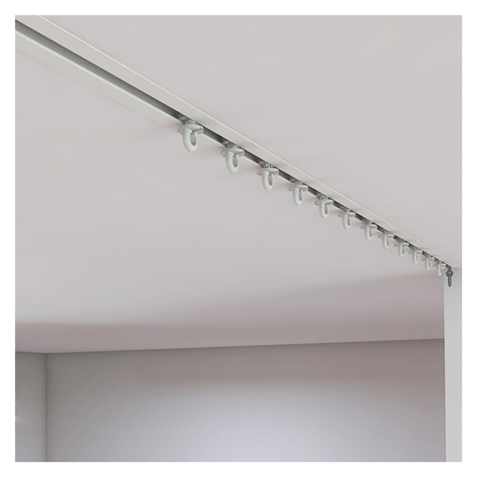 APMOE Hidden Curtain Track Ceiling Mount, Heavy Duty Recessed Curtain Track, Room Divider Aluminum Curtain Rail, Straight Curtain Pole System for Windows/Room Divider