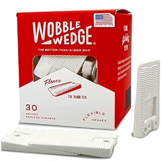 The Original Wobble Wedge Flexible Plastic Shims, Multi-Purpose Leveling Shim for Home Improvement, Furniture & Toilet Leveler, White Plastic Wedges for Tables, Wood Floors & Tile, Made in USA, 30Pack