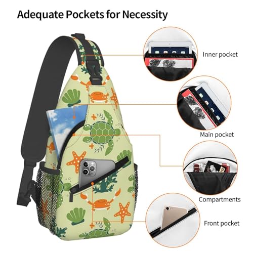 Sea Turtles Sling Bag for Men Women Adjustable Shoulder Sling Backpack Lightweight Chest Crossbody Bags for Travel Hiking4