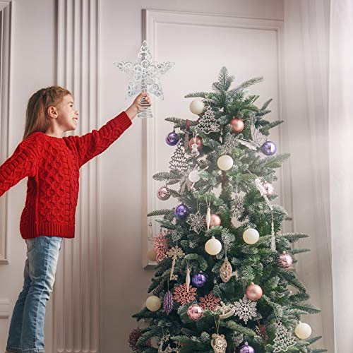 Uratot Glitter Metal Christmas Tree Topper Hallow Wire Star Treetop Decoration With Sequins For Holiday Seasonal Christmas Tree Ornament #TOP4