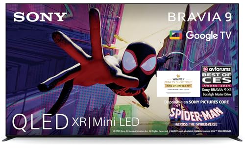 Sony BRAVIA 9 QLED XR, Mini LED 65 Pulgadas 4K HDR Google Smart TV, Funciones Gaming para PlayStation 5, IMAX Enhanced, Dolby Vision Atmos, Chromecast, AirPlay, 120Hz 65XR90, 85", Negro