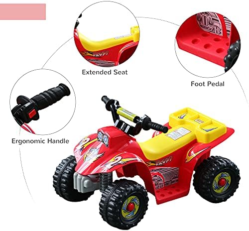 HOMCOM 6V Kids Electric Ride on Car ATV Toy Toddler Quad Bike for 18-36 months Red