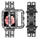 SUPOIX Compatible for Apple Watch Bands 38mm Series 3 2 1, Women Cute Metal Replacement Strap Bracelet for iWatch Band Accessories&PC Bumper Case Screen Protector (38mm/Black+White)