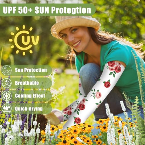 Image of Bebila Gardening Sleeves for Women Farm UV Sun Protection Anti-Scratch Cooling Sleeves with Thumb Hole Arms Cover Outdoors