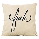 MSY Cotton Linen Pillowcase Cushion Cover with Writing Fuck 18*18 inch