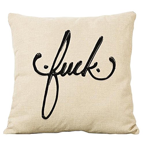 PLESIU Yifantacy MSY Cotton Linen Pillowcase Cushion Cover with Writing Fuck 1818 inch¡