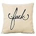 MSY Cotton Linen Pillowcase Cushion Cover with Writing Fuck 18*18 inch