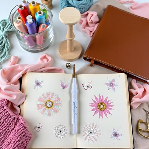 Image of WsjiaboFux White Punch Needle, Adjustable Embroidery Punch Needle Pen Tool Punch Needle Supplies for Stitching Applique Embellishment DIY Threaders Sewing Knitting, Blue