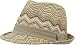 Chevron Straw Fedora Hat with Tan Trim for Women One Size