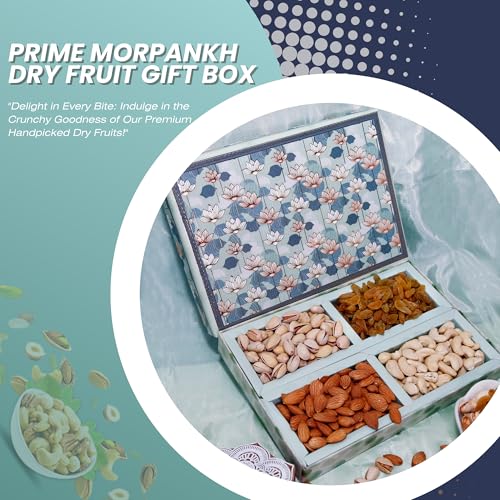 Image of Riwaz Prime Floral Diwali Dry Fruit Gift Box | Luxury Lotus Print Hamper with Almonds, Cashews, Raisins & Pistachios | Premium Festive & Corporate Gifting