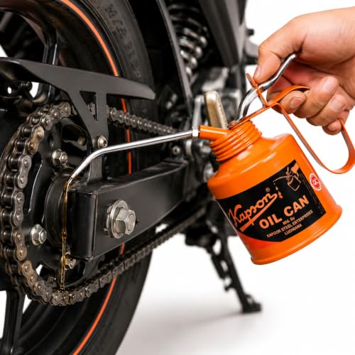 Image of 500 ml Steel Oil Can with Long Precision Spout,(Capacity-1 /2 Pint / 500cc) Multipurpose Metal Oil Can, Leak Resistant Metal Oiler for Bike, Car, Chain, Machinery, Automobile & All Type Lubrication