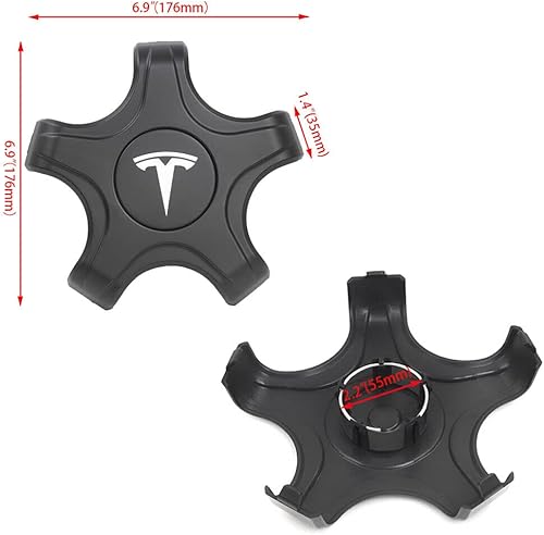 Miniatura 7 de ATAIRSOFT Juego de 4 tapacubos para llantas de Tesla modelo 3 Aero para llantas originales de 18 pulgadas, accesorios modelo 3 (negro mate con