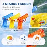 Zestaw 3 wielokolorowych pistoletów na wodę o długości 15 cm - Bardzo duży zasięg - Mały mini pistolet natryskowy - Pistolet na wodę dla dzieci