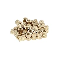 Vista 20 de MroMax Tuercas de inserción moleteadas M2.5, rosca hembra M2.0.197x0.157x0.150 in Tuercas de incrustación de cobre métricas a través de roscado