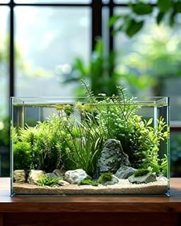 5 Gallon Ultra Clear Glass Fish Tank, Easy to Maintain Small Aquarium for Betta, Goldfish, Shrimp, Snails and Aquatic Plants