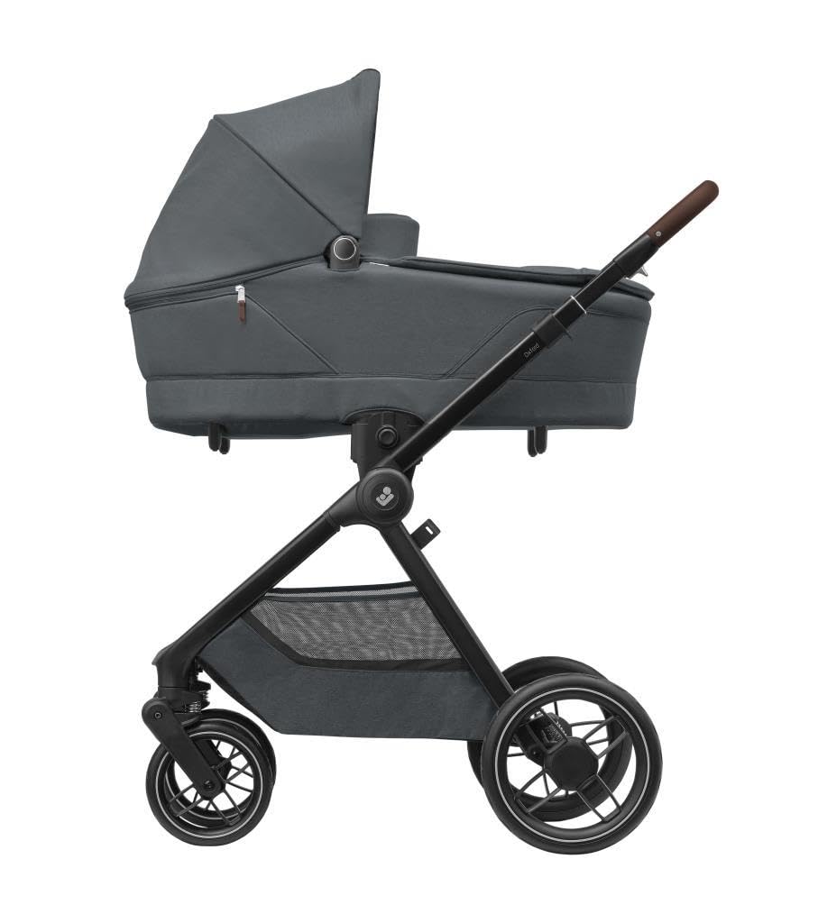 Maxi-Cosi Sense Capazo, Amplio y cómodo, colchón de Memory Foam Transpirable, Paneles ClimaFlow, inclinación SoothingSlope, Apto para Dormir de Noche, asa de Piel Vegana, Twillic Graphite