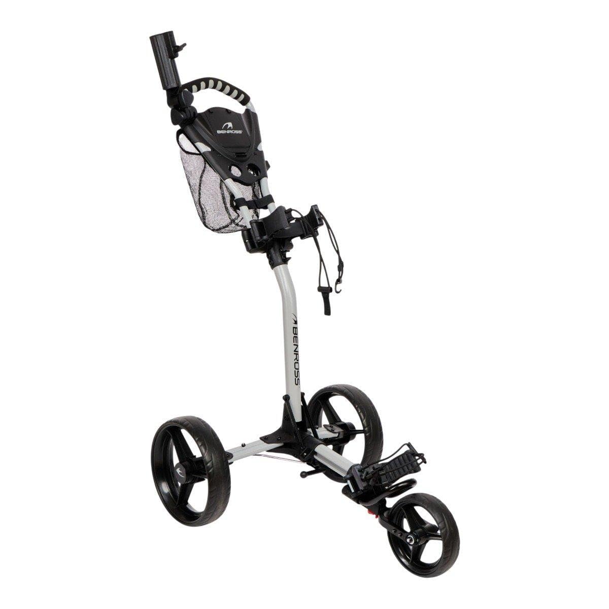 BENROSS Q Fold 1 3-Wheel Golf Push Trolley, Compact Foldable Aluminium