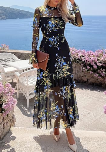 Image of BTFBM Elegant Wedding Guest Dress Long Sleeve Maxi Dresses for Women