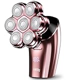 Glatzen Rasierer Herren - 7D Gebogener Magnetischer Abnehmbarer Elektrischer Rasierer Herren - 5 in 1 Glatzenrasierer - IPX7 Nass Trocken Rasierer Herren - Rosa Elektrorasierer Herren