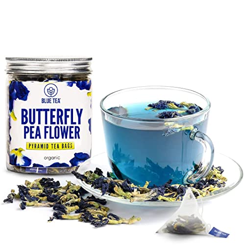Blue Tea - Butterfly Pea Flower - 60 Tea Bags (Pack Of 2) |100% Natural- Iced Tea, Hot Tea, Mocktails, Cocktails | Clitoria Flower | Caffeine Free - Herbal Tisane - Gmo Free #TOP2