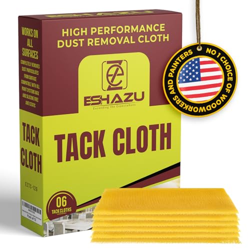 Eshazu Premium Tack Cloth Pack of 06 – Professional Grade Dust and Particle Remover for Woodworking and Painting – Tack Rags for Surface Cleaning – Silicone & Wax Free, Anti-Static