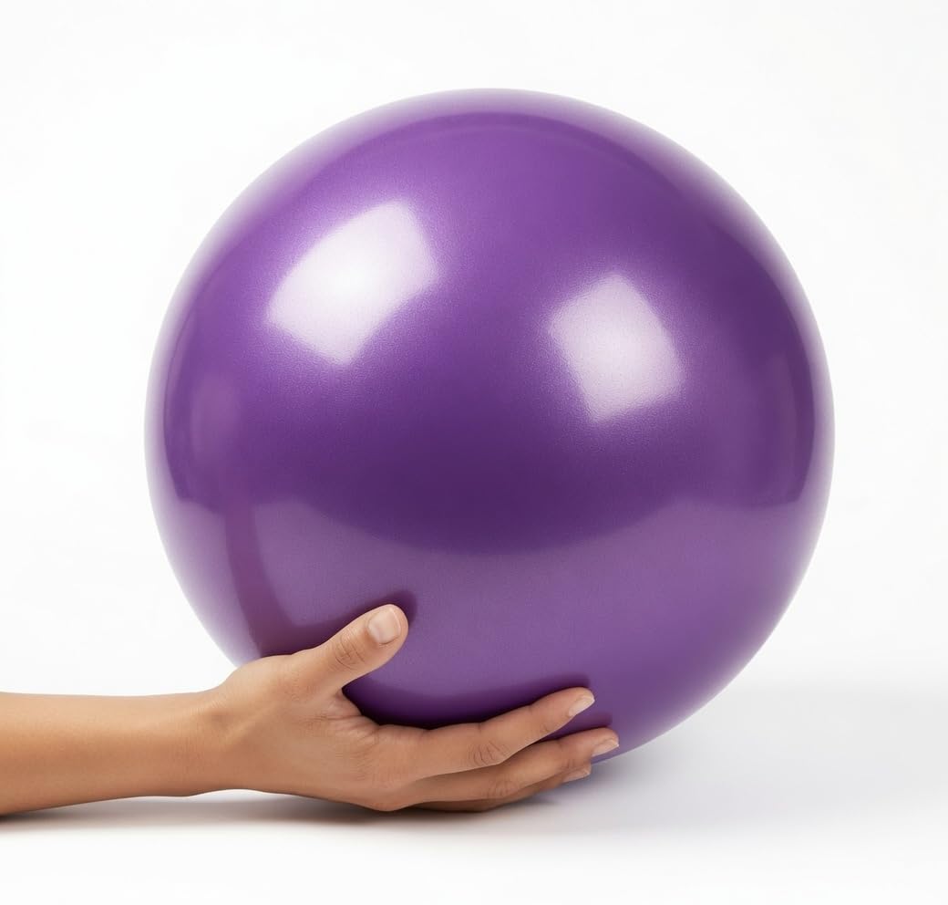 Pelota de Pilates de 25 cm antideslizante de PVC | Soft Ball Fitness para Yoga, Gimnasia y Fisioterapia | Mini Fitball para Entrenamiento en casa, Core Abdominales y Embarazo | Morado