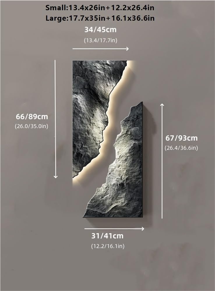 3D Sandstone Decorative Wall Hanging, Creative Abstract Decoration with LED Lights, Suitable for Living Room, Entrance(A,Large) - Image 3