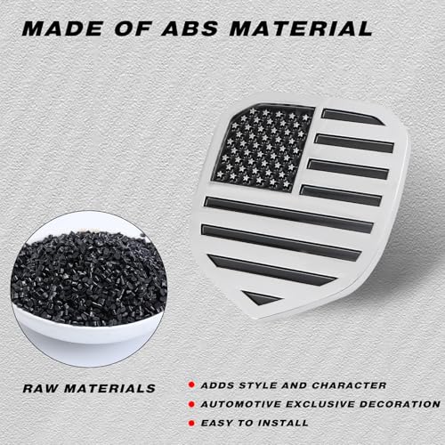 Image of Glossy Black American Flag Emblem Fits for RAM Front Grille Emblem Replacement Compatible Models /1500 2006-2018 /2500 2009-2018 /3500 2007-2018 (Silver)