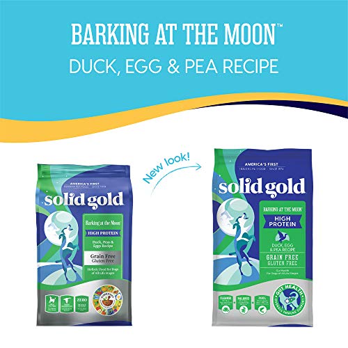 Solid Gold Grain Free Dry Dog Food For Adult & Senior Dogs - Made With Real Duck, Egg, And Pea - Barking At The Moon High Protein Dog Food For High Energy, Sensitive Stomach And Immune Support #TOP4