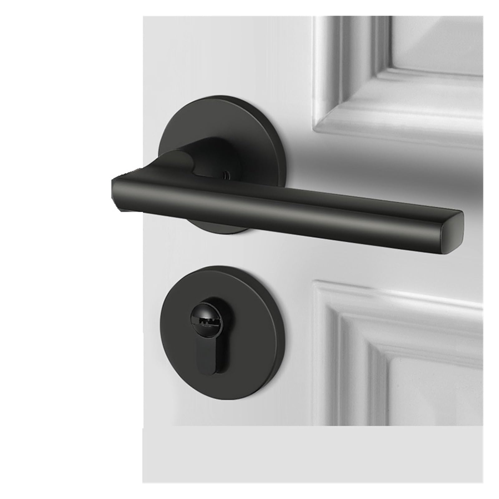 Serrure de porte silencieuse noire et moderne pour chambre à coucher au design épuré