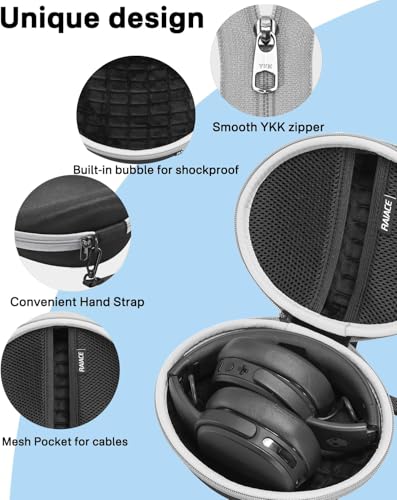 Image of Hard Travel Carrying Case Compatible with Skullcandy Crusher Over-Ear Headphones. (Case Only, Not Include The Device) (Black(Gray Zipper))
