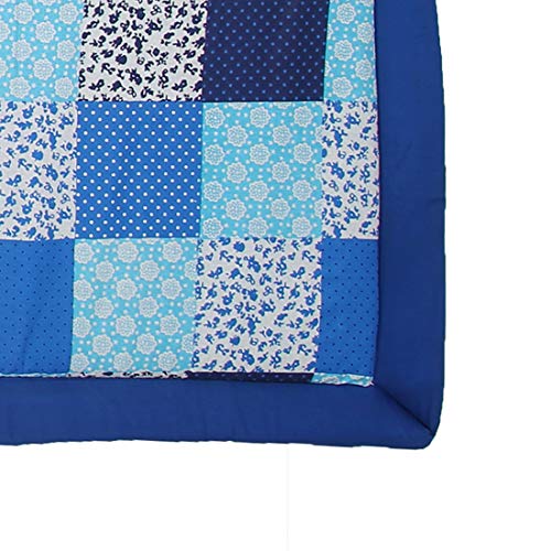 Image of CRAFT OF INDIA - Foldable korai Grass chatai 3X6 ft, Blue Cotton New with 15MM Soft Foam Hand Made (Blue Cotton New)