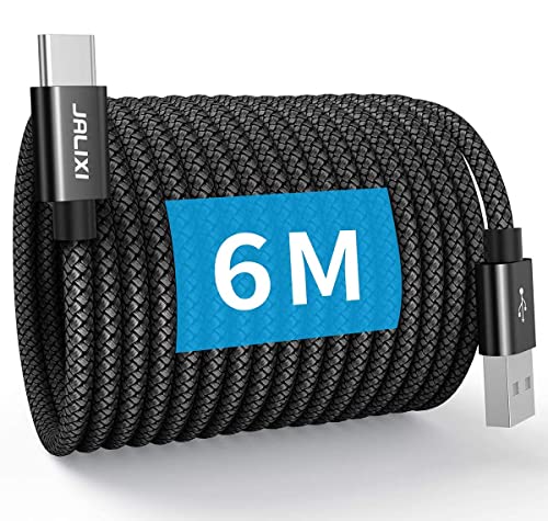 JALIXI Cable USB C 6M Carga Rapida, Cable Tipo C Extralargo de Nailon para Mando Ps5, Samsung Galaxy...