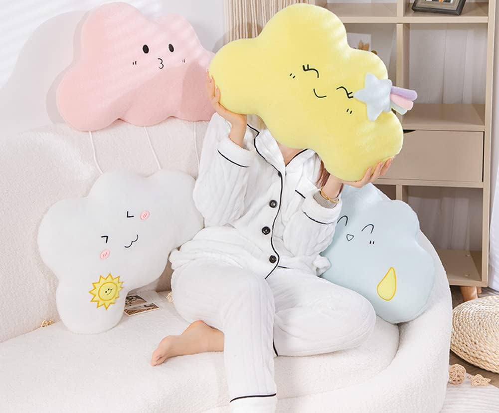 Simulation Cloud Plush Pillow Sleeping Hugging Plush Cushion Living Room Sofa Waist Pillow Stuffed Throw Pillows (Pink Whale(55×40cm/21.65"×15.7"))
