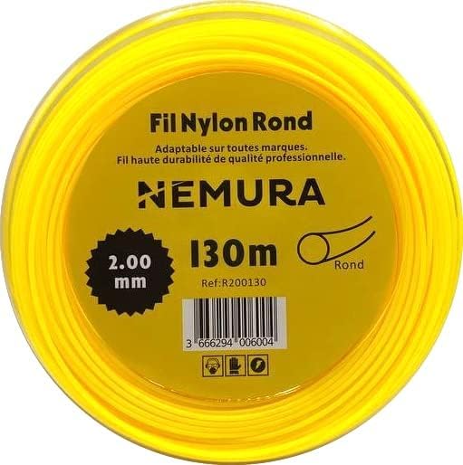 Nemura Hilo para Desbrozadora Redondo Ø: 2,00mm, L: 130m - Compatible con Otras Marcas - Alta Durabilidad - Calidad Profesional - Servicio posventa en Español