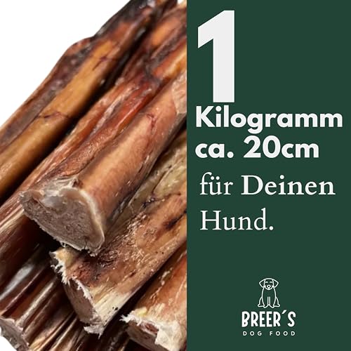 BREERs Getrocknete Ochsenziemer 20 cm für Hunde 1 Kg eigene deutsche Herstellung | Hundeleckerli Kaustange Hundesnack für große, kleine Hunde & Welpen | Kauartikel reinigt und stärkt das Gebiss