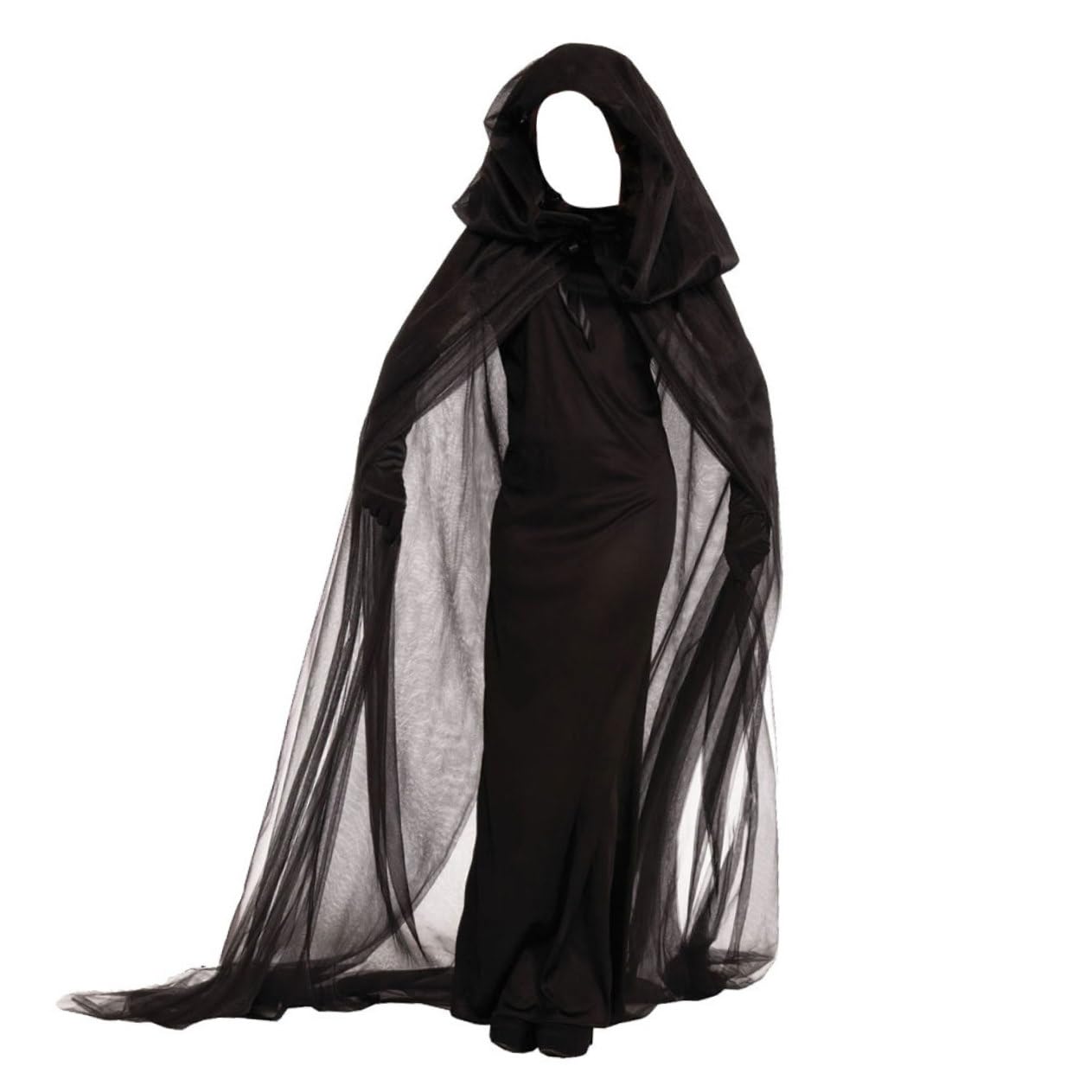 LIFKOME 3 Piezas Disfraz De Bruja Para Mujer Para Actuación Vestido De Bruja Disfraz De Fantasma Vestido Gotico Disfrazada Ropa Gótica Disfraces De Halloween Para Mujeres Black
