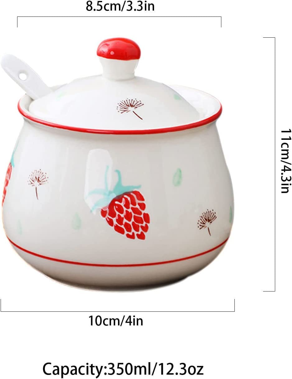 Azucarero de cerámica, jarra for crema, azucarero retro nórdico con tapa, tarro de almacenamiento con patrón dibujado a mano, azucarero de porcelana, tarro de especias, for cafetería, restaurante, azu