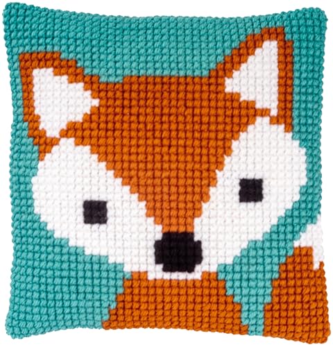 Point de Croix Kit Coussin Complet RENARD Broderie Canevas Imprimé Art Créatif Adulte 25x25