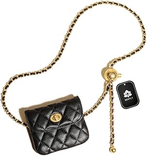 BEMYLV Leather Chain Belt Bag for Women Black Crossbody Waist Purse Fanny Pack Fashion Evening Clutch Mini Handbag Detachable