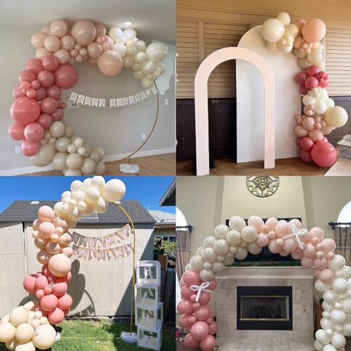 Image of Pink White Balloons Rose Gold Blush White Balloon 60pcs 12inch Latex Helium Balloons Beige Retro Pink Nude Pearl White Sand Balloon Neutral Birthday Party Decorations Bride Wedding Boho DIY Supplies